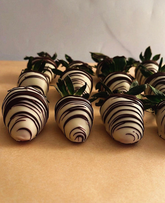 White and Dark covered Strawberries